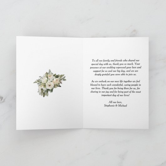 Rozen en Romance Marsala Bruiloft Dank u Kaart (Binnen)