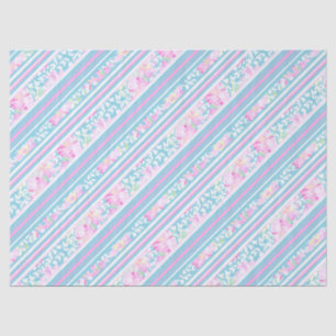Rozen en Roze Blauw Wit Strepen Tissue Paper Tissuepapier