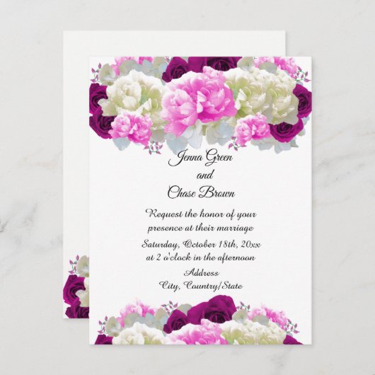 Rozen en roze pinda's - uitnodiging tot het indien (Voorkant / Achterkant)