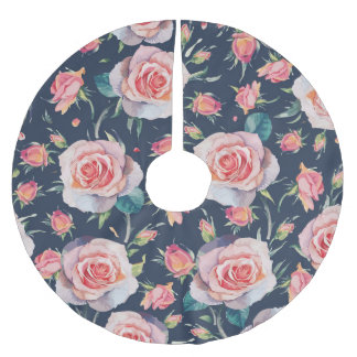 Rozen en rozenknoppen: Bloemen naadloos. Kerstboom Rok