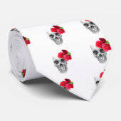 Rozen en schedel stropdas (Opgerold)