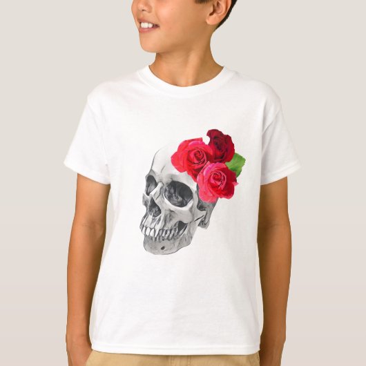 Rozen en schedel t-shirt (Voorkant)