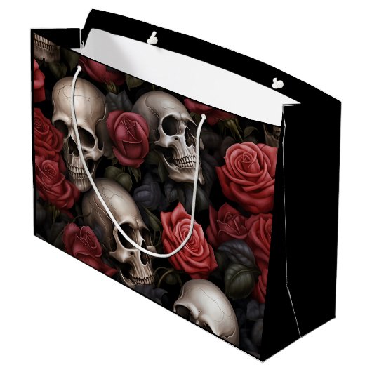 Rozen en schedels groot cadeauzakje (Achterkant Gekanteld)