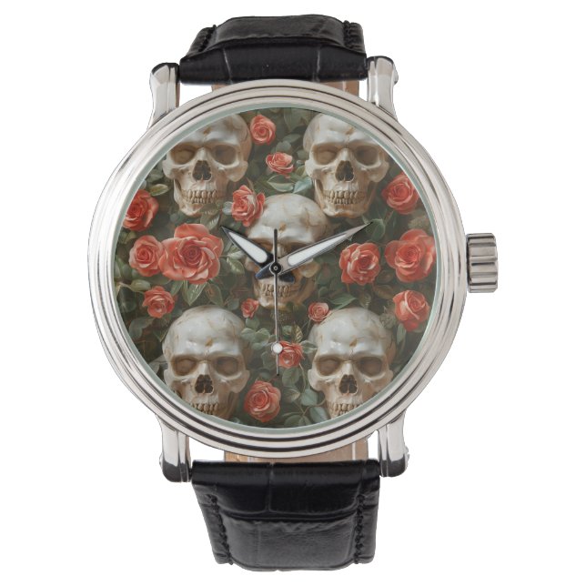 Rozen en schedels ontwerp horloge (Voorkant)