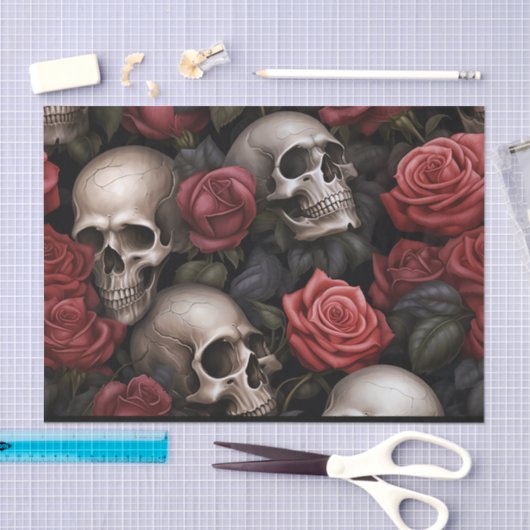 Rozen en schedels tissuepapier (Craft)