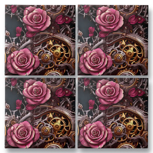 Rozen en Steampunk Metal Gears Tegeltje