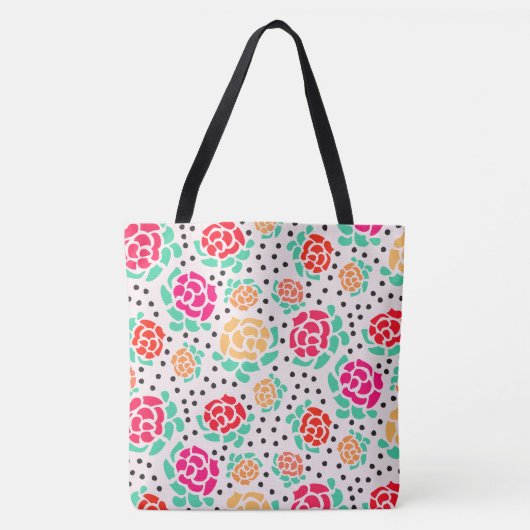 Rozen en Stippen - Canvas tas (Voorkant)