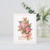 Rozen en Violet roze Briefkaart (Staand voorkant)