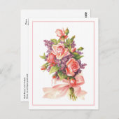 Rozen en Violet roze Briefkaart (Voorkant / Achterkant)