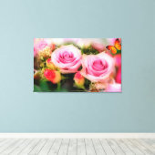 Rozen en vlinder canvas afdruk (Insitu (Houten vloer))