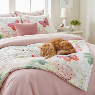  rozen en vlinder fleece deken