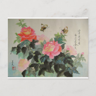 rozen en vlinders briefkaart