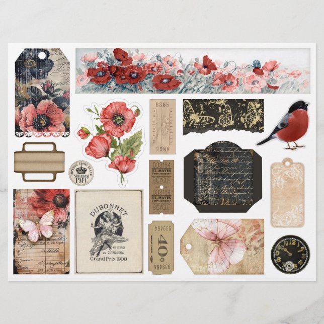 Rozen en vlinders Ephemera Junk Journal Embel. (Voorkant)