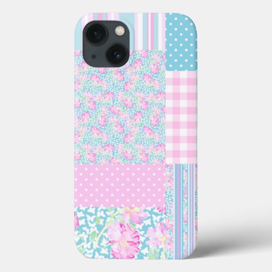 Rozen en vlinders, Faux Patchwork iPad Case (Achterkant)
