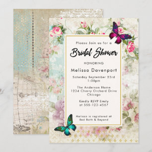  rozen en Vlinders Vrijgezellenfeest nodigen uit Kaart