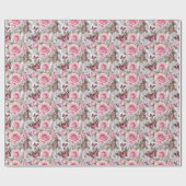 Rozen en vlinders Waterverf Bloemen Cadeaupapier (Vlak)