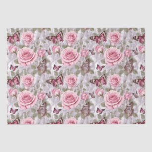 Rozen en vlinders Waterverf Bloemen Tissuepapier