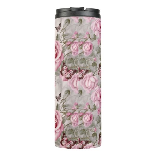 Rozen en vlinders Waterverf Thermosbeker (Achterkant)