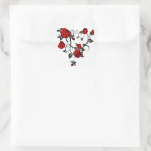 Rozen en wijnstokken vierkante sticker (Tas)