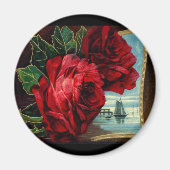 Rozen en zeilboot Magneet (Voorkant)
