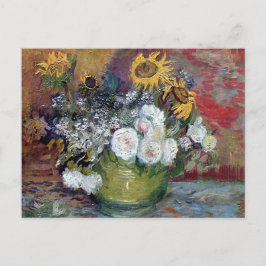 Rozen en zonnebloemen van Van Gogh Briefkaart