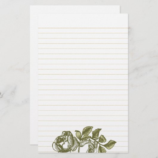  Rozen Etching Gold Lined Stationery Briefpapier (Voorkant / Achterkant)