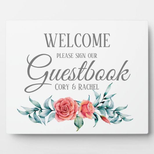  Rozen & Eucalyptus Guestbook Tabletop Fotoplaat (Voorkant)