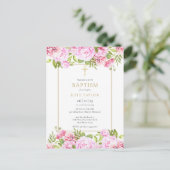 Rozen Floral Baptism Christening Uitnodiging Briefkaart (Staand voorkant)