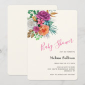 Rozen Floral Bouquet Baby shower Kaart (Voorkant / Achterkant)