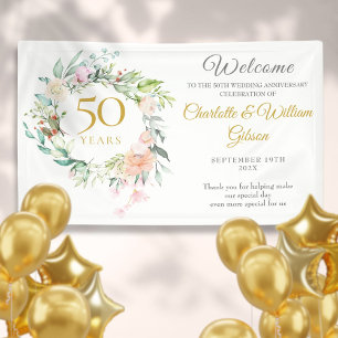 Rozen Floral Garland 50th Jubileum Welkom Spandoek