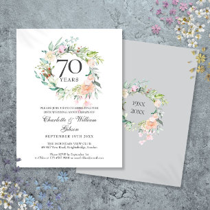 Rozen Floral Garland 70e bruiloft Jubileum Uitnodiging Briefkaart