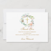 Rozen Floral Garland bevestiging Gold Script Bedankkaart (Voorkant)