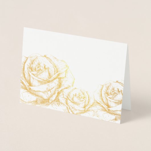 Rozen Floral Gold Decoratief Folie Kaarten (Voorkant)