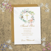 Rozen Floral Gold Script-bevestiging Bedankkaart