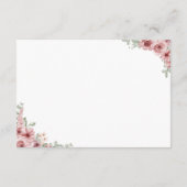 Rozen Floral Heart Script bruiloft details Informatiekaartje (Achterkant)