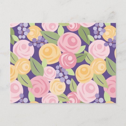 Rozen Floral Pattern Post Card Briefkaart (Voorkant)