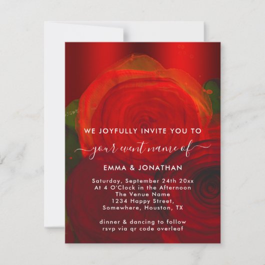 Rozen Floral QR Code Red Wine Elegant (Voorkant)