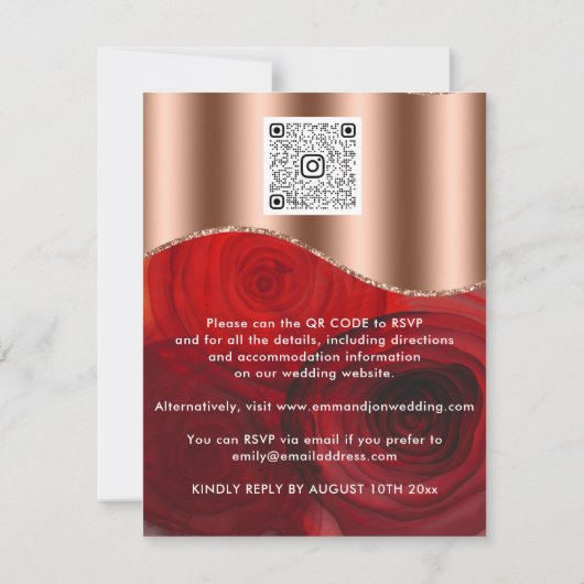 Rozen Floral QR Code Roos Gold Copper Red (Achterkant)
