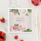 Rozen Floral Silver Glitter Sweet 16 Servet (Insitu)