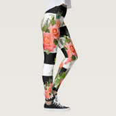 Rozen Floral Striped Pattern Peacock Feathers Leggings (Rechts)