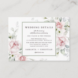 Rozen Floral | Weddenschap met details Informatiekaartje