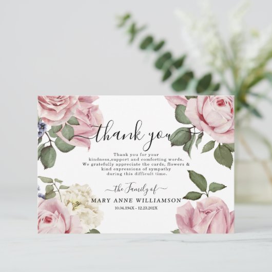 Rozen Funeral Hartelijk dank Bedankkaart (Staand voorkant)