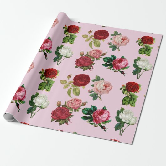 rozen galerieverpakkingspapier cadeaupapier (Uitgerold)