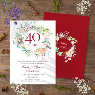 Rozen Garland 40th Ruby Wedding Jubileum Save The Date