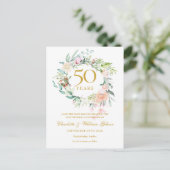 Rozen Garland 50e Jubileum Save the Date Aankondigingskaart (Staand voorkant)