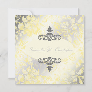 Rozen + Geel/Grijs uitnodigingen
