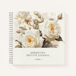  Rozen Gepersonaliseerd Antiek Wit Bloemen Notitieboek