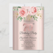 Rozen, Glitter Drips Roos Gold 70e verjaardag Kaart (Voorkant)