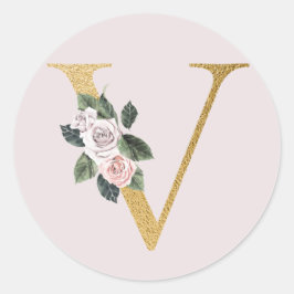 Rozen goud initialen sticker V