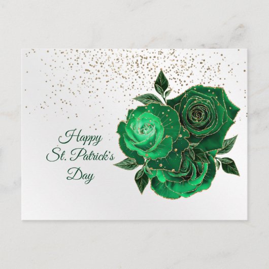 Rozen Green Gold Confetti St. Patricks Day Feestdagenkaart (Voorkant)